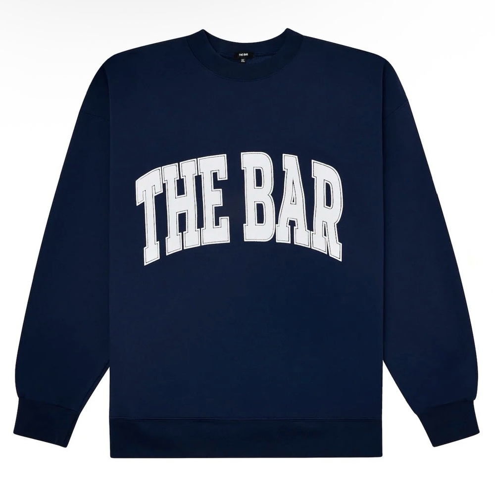 THE BAR - Varsity Crewneck Sweatshirt in Navy/White - Size XL (NEW, NEVER WORN!)